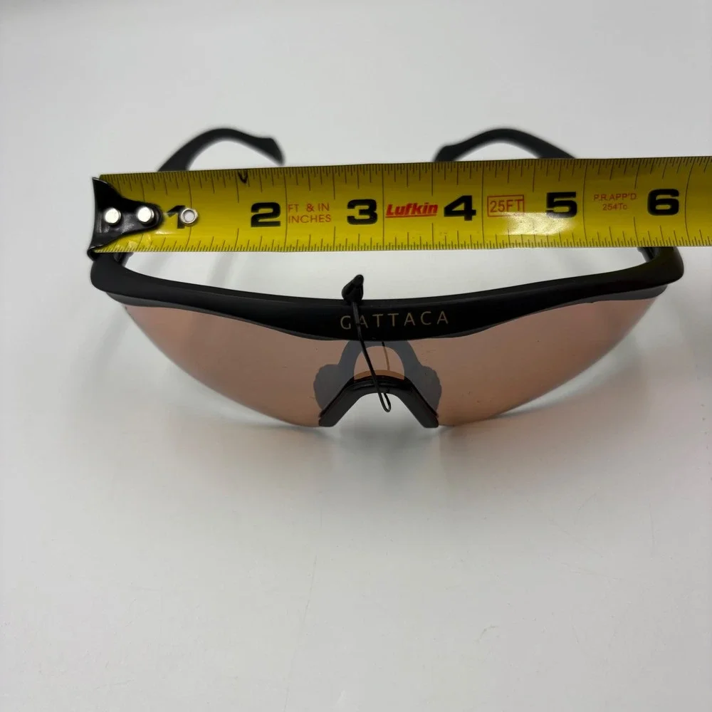 Gattaca Shield Sunglasses Matte Black‎ Wrap Around Amber Lens Sporty Y2K Cyber